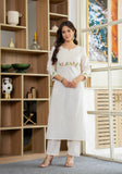 Ivory Meadow Embroidered Cotton Kurta Set
