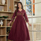 Maroon Wildflower Embroidered Anarkali Suit Set
