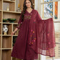Maroon Wildflower Embroidered Anarkali Suit Set
