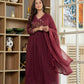 Maroon Wildflower Embroidered Anarkali Suit Set