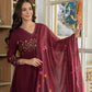 Maroon Wildflower Embroidered Anarkali Suit Set