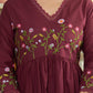 Maroon Wildflower Embroidered Anarkali Suit Set