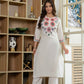 White Cotton Kurta Set with Colorful Embroidery