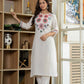 White Cotton Kurta Set with Colorful Embroidery