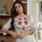 White Cotton Kurta Set with Colorful Embroidery