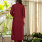 Wine Bloom Floral Embroidered Suit with Dupatta