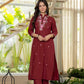 Wine Bloom Floral Embroidered Suit with Dupatta