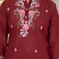 Wine Bloom Floral Embroidered Suit with Dupatta