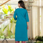 Aqua Flora Embroidered Cotton Suit Set with Dupatta