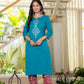Aqua Flora Embroidered Cotton Suit Set with Dupatta