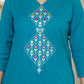 Aqua Flora Embroidered Cotton Suit Set with Dupatta