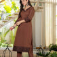 Earthy Charm Embroidered Brown Kurta Set with Dupatta