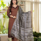Earthy Charm Embroidered Brown Kurta Set with Dupatta