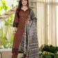 Earthy Charm Embroidered Brown Kurta Set with Dupatta