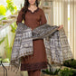 Earthy Charm Embroidered Brown Kurta Set with Dupatta