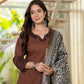Earthy Charm Embroidered Brown Kurta Set with Dupatta