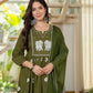 Olive Green Gaja Embroidered Anarkali Set
