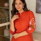 Orange Bloom Embroidered Co-ord Set