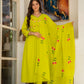 Lime Green Floral Embroidered Anarkali Set