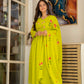 Lime Green Floral Embroidered Anarkali Set