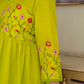 Lime Green Floral Embroidered Anarkali Set